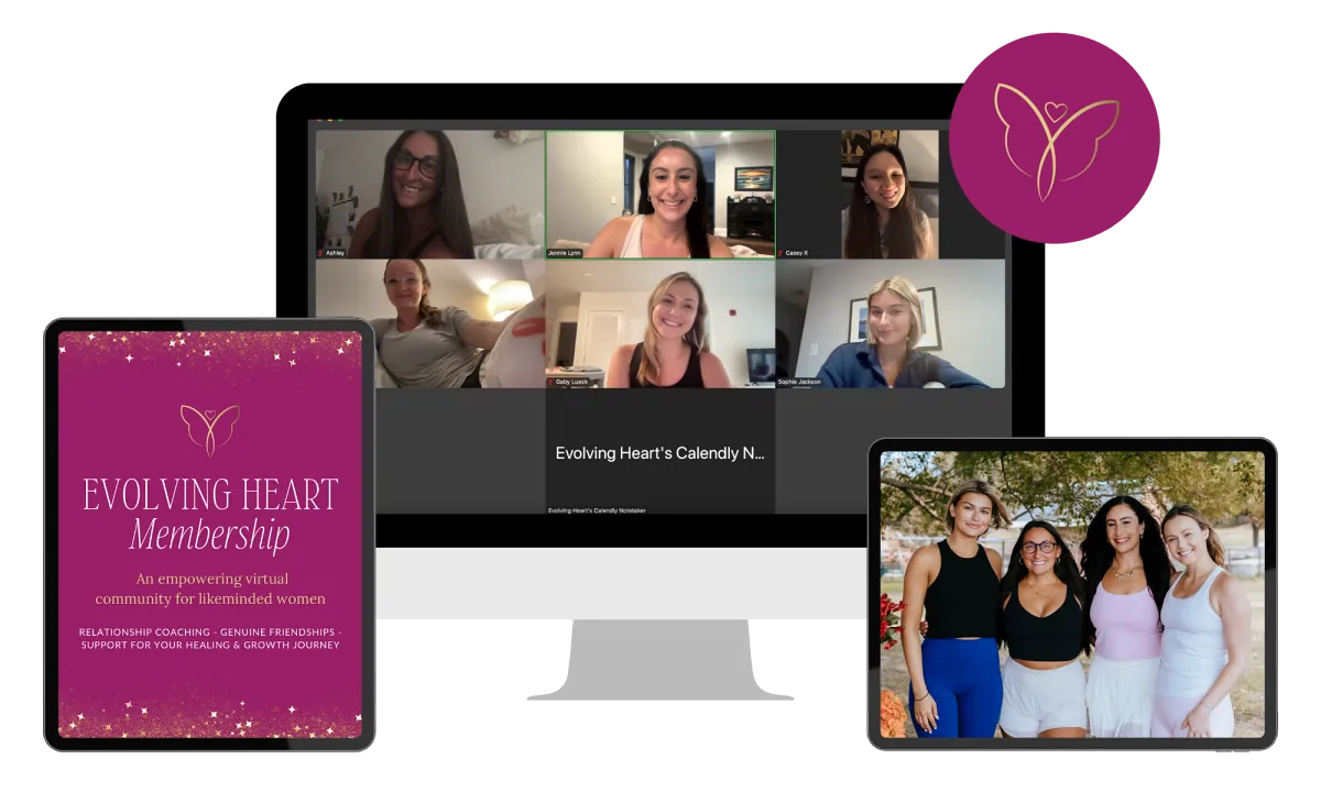 Evolving Heart membership resources displayed across a phone, laptop and tablet.